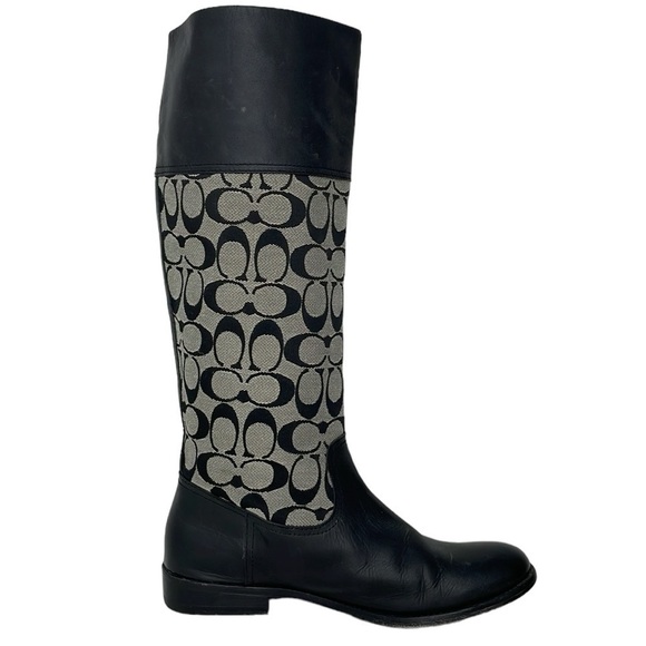 Coach Boots Women's 8.5 Grey Black Chrissi All-Over Print Knee High - Picture 9 of 14